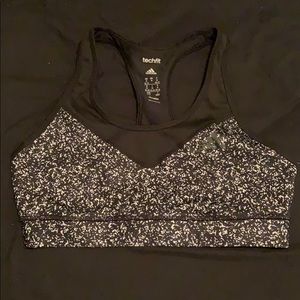 NWT Adidas Tech Fit Black White Cam Sports Bra M